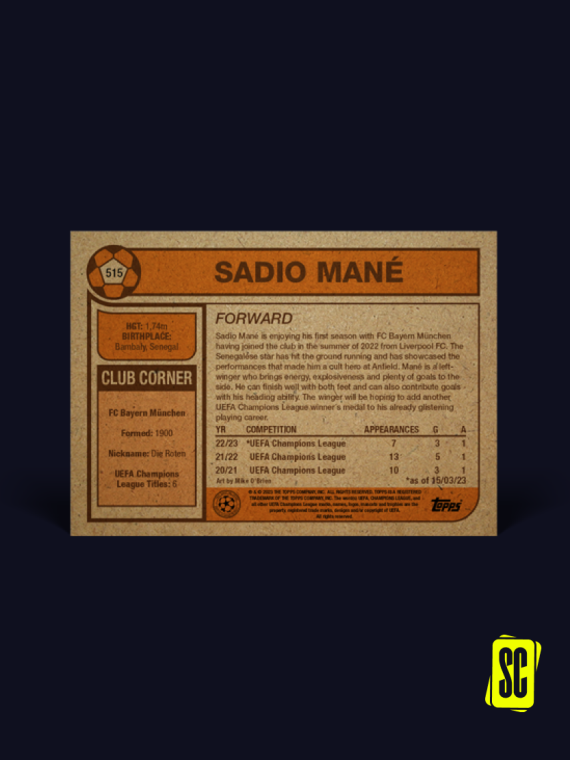 Retro Sadio Mane Rookie Bayern Monaco