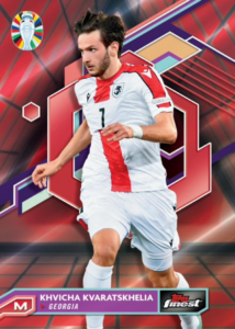 Khvicha Kvaratskhelia - Red/Black Vaporwave Refractor #/10 - Topps Finest Road to UEFA EURO 2024