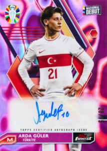 Arda Güler - Base Autograph Fuchsia Lava #/75 - Topps Finest Road to UEFA EURO 2024