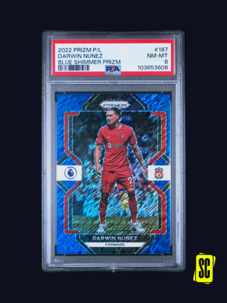 Darwin Nunez - Panini Prizm Premier League 2022 - Blue Shimmer Prizm 1-8 - PSA 8