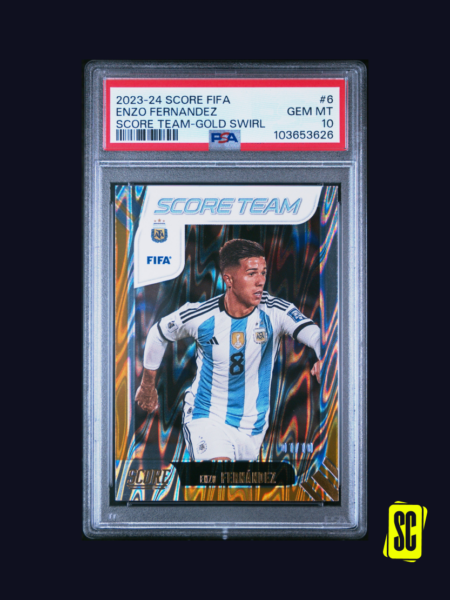 Enzo Fernandez - Panini Score FIFA 2023-24 - Score Team Gold Swirl 01-10 - PSA 10