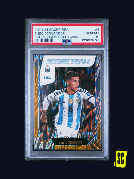 Enzo Fernandez - Panini Score FIFA 2023-24 - Score Team Gold Swirl 01-10 - PSA 10