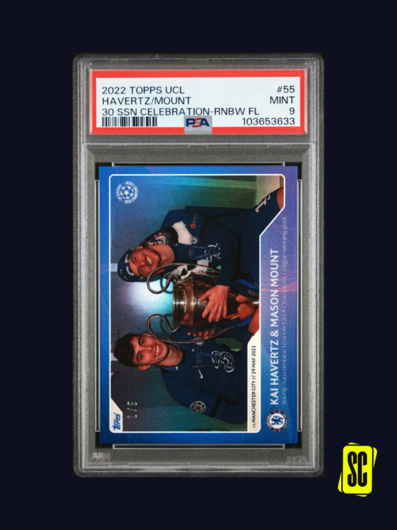 Havertz & Mount - Topps UCL 2022 - 30 Seasons Celebration Rainbow Foil 2-5 - PSA 9