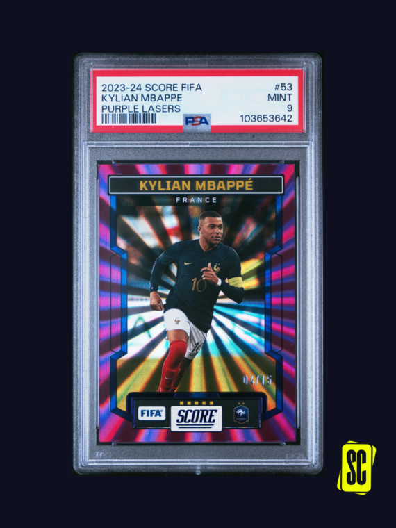 Kylian Mbappé - Panini Score FIFA 2023-24 - Purple Lasers 04-15 - PSA 9